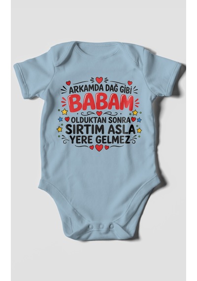 Morivokids Babaya Özel Kısa Kollu Bebek Body %100 Pamuk Zbn286-kk Bebe Mavisi