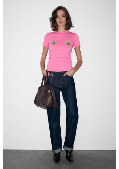Grımelange Vunıka Kadın Yumuşak Kumaşlı Baskı Detaylı Slim Fit Pembe T-shirt Pembe Grımelange Vunıka Kadın Yumuşak Kumaşlı Baskı Detaylı Slim Fit Pembe T-shirt Pembe
