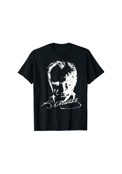 Nacar Store Unısex Siyah Atatürk Baskılı T-shirt