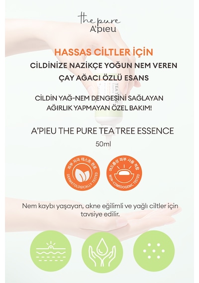 Missha A'pieu The Pure Tea Tree Yağlanma ve Sivilcelenme Eğilimli Ciltler İçin Nemlendirici Esans 50 ML
