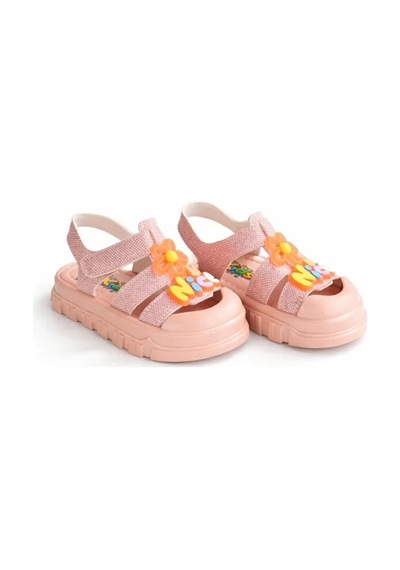 Kindep Kids Kaymaz Taban Çocuk Sandalet Simli Pudra