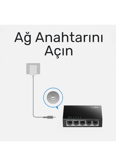 Cudy Fs105 5port 10/100mbps Duvar Montajlı Metal Masaüstü Switch