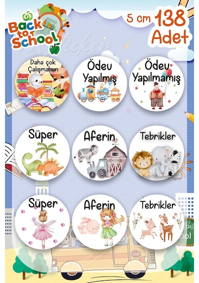 Ders Konrtol Etiketi Aferin Etiketi Öğretmen Etiketi Öğrenci Mativasyon Etiketi