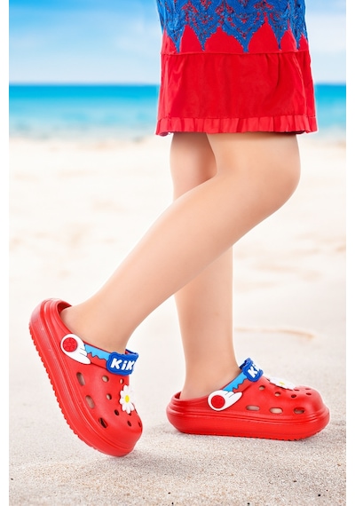 Kiko Kids Twg 755-1 Plaj Havuz Eva Kız Çocuk Terlik Kırmızı