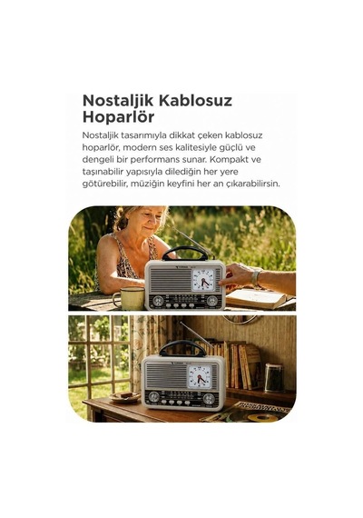 Özel Üretim Müzik Cihaz Usb Bluetooth Hoparlör Nostaljik Radyo Speaker Ns03 Altın