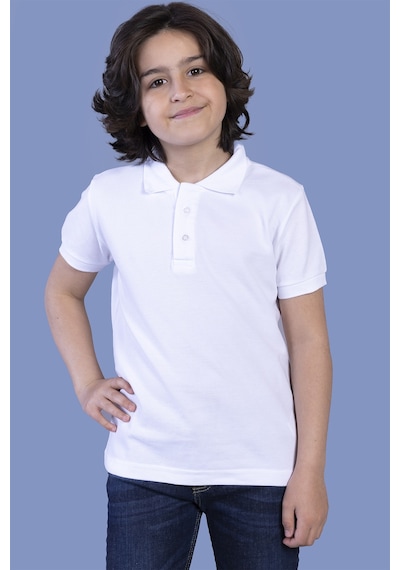 Toontoy Kids Toontoy Unisex Çocuk Düğmeli Polo Yaka Tişört Beyaz