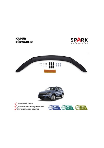 Volkswagen Tiguan 2012-2015 Yıl Aralığı Uyumlu Kaput Rüzgarlığı 3mm Siyah