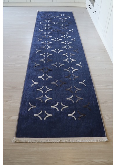 Arte Nakışlı Mavi Kilim Dekoratif Salon Halısıyıkanabili Mavi