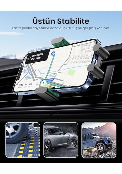 Ugreen Magsafe 15w Kablosuz Araç İçi Hızlı Şarj Cihazı, Otomatik Sensörlü Tutucu, Siyah, 40118