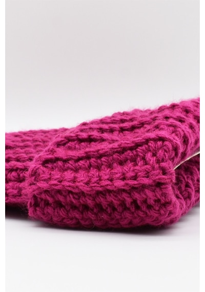 Külah Kadın El Örgüsü Kışlık Yün Bere Magenta - Standart Fuşya