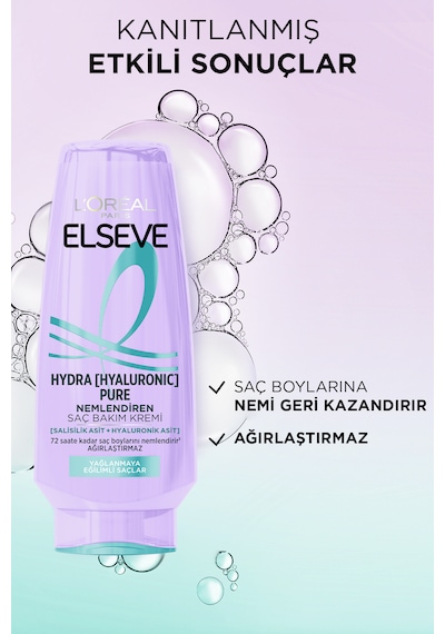 Elseve Hydra [Hyaluronic] Pure Salisilik Asit içeren Yağlanma Karşıtı Nemlendirici Saç Kremi 250 ML