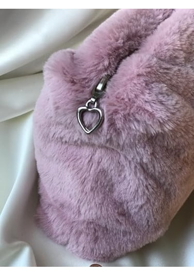 Peluş Makyaj Çantası Pudra Pembe Organizer Seyahat Çantası