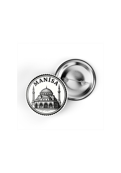 5 Adet İğneli Çanta Rozeti - Muradiye Camii - Manisa - 44 MM Çok Renkli