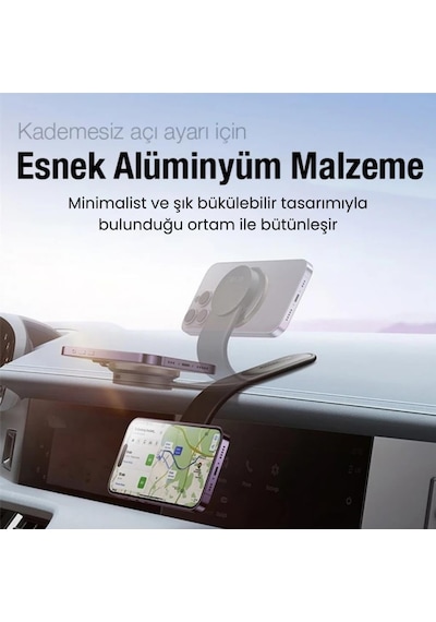 Alüminyum Elastik Katlanabilir Mgsafe Uyumlu Araç İçi Telefon Tutucu Masaüstü Telefon Tutucu 2 Mixed
