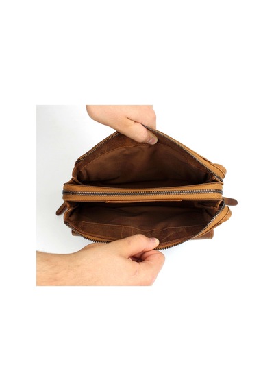 Alphaclub Bag Erkek Hakiki Crazy Deri Taba El Çantası Clutch Portföy Çanta