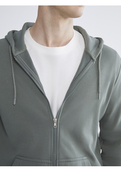 Lcwaıkıkı Classic Yeşil Kapüşonlu Uzun Kollu Erkek Fermuarlı Sweatshirt
