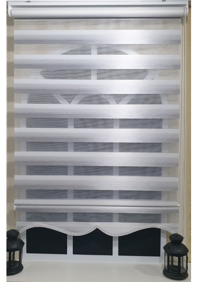 Zebra Stor Perde Gri Renk Geçişli Etek Dilimli St 013