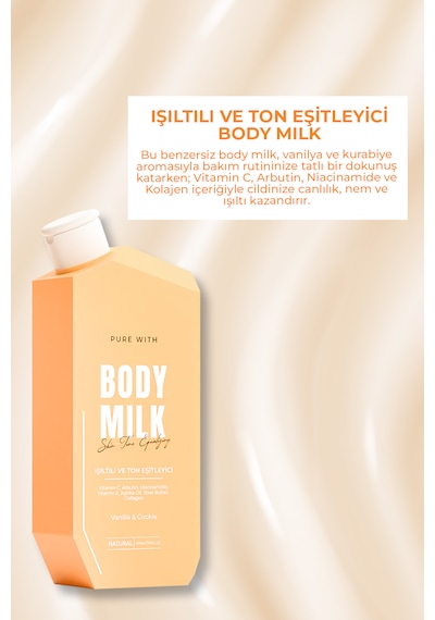 Shea Özlü Vanilya Kokulu Işıltılı Vücut Sütü 250 Ml Ton Eşitleyici Nemlendirici
