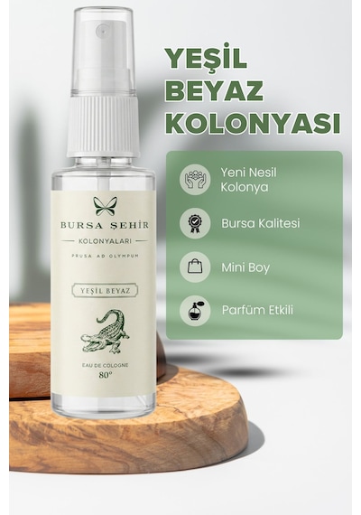 Bursa Şehir Kolonyaları, 5'li Yeşil Beyaz Kolonyası, Mini Kolonya Seti, Parfüm Etkili Kolonya