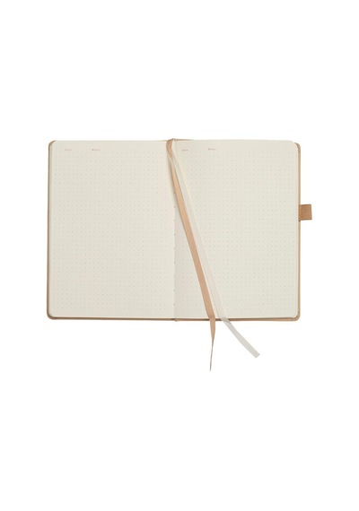 Tr Sert Kapaklı Lastikli Tarihsiz Kalın Yapraklı Noktalı Defter 14x20 Cm - Bej Genel