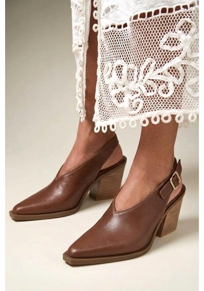Fox Shoes U654304203 Kahverengi Hakiki Deri Western Topuklu Ayakkabı