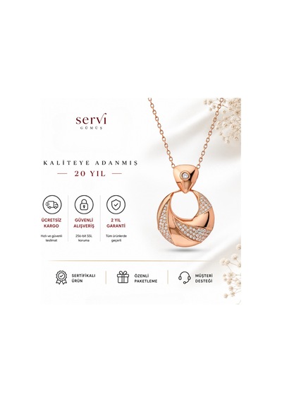 Servi 925 Ayar Gümüş Twist Halka Kolye-38 Rose Gold - Gümüş