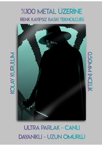 V For Vendetta - Metal Baskı Dekoratif Tablo