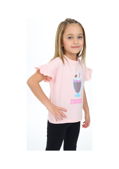 Toontoy Kids Toontoy Kız Çocuk Mılkshaek Everyday Baskılı Tişört Pudra