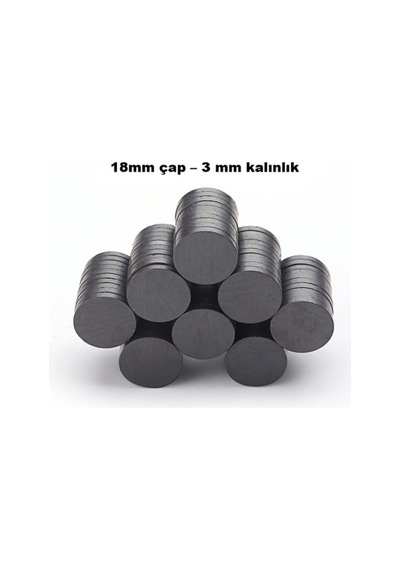 Dünya Magnet 50 Adet 18x3 Mm Yuvarlak Mıknatıs, Çok Amaçlı, Süsleme Mıknatısı, Ferrit Magnet