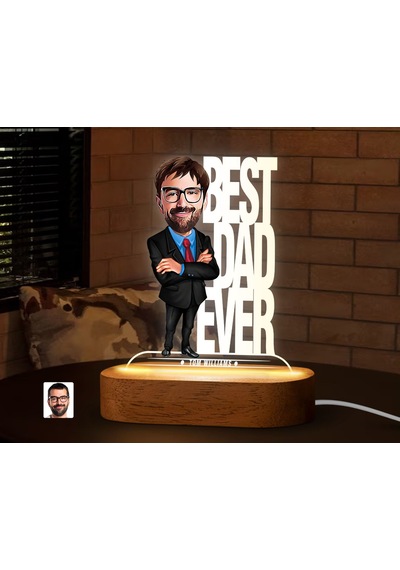 Bk Gift Kişiye Özel Baba Karikatürlü Dekoratif 3d Biblo Led Işıklı Gece Lambası-6, Babaya Hediye, Babalar Günü Hediyeleri Kobitmeyen138233 Bk Gift