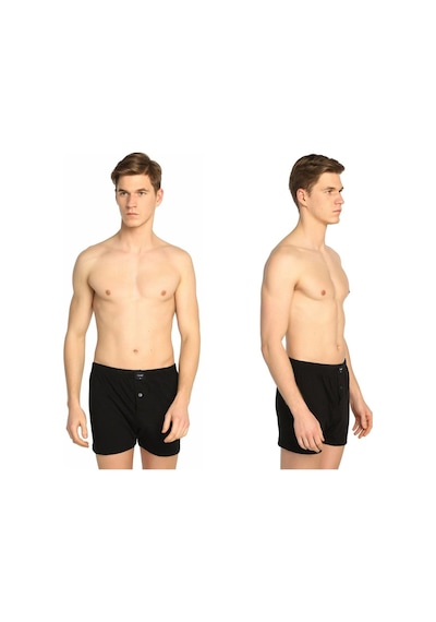 Tutku Erkek Siyah 6'Lı Düğmeli Penye Boxer 0117 001