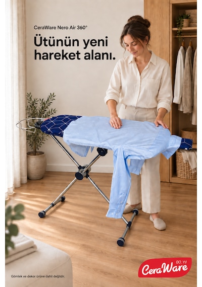 Nero 360 Air Döndürülebilen Ve Dikey Kullanılabilen Yedek Bezli Ütü Masası-lacivert