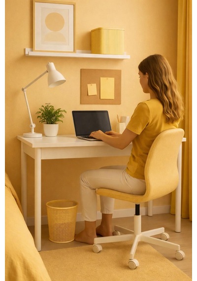 Need Tam Delikli Metal Fileli Sarı Çöp Kovası - Nd-1064