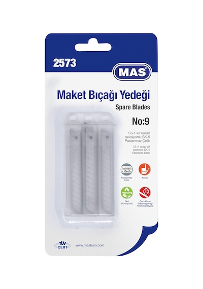 Mas Kartelada Küçük Maket Bıçağı Yedeği, 3 Tüp