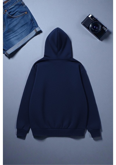 Uyguntarz Boğa Tasarım Baskılı Unisex Oversize Sweatshirt Lacivert