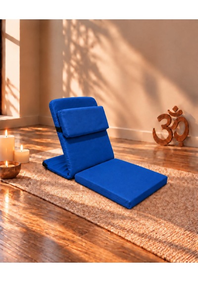 Meditasyon Sandalyesi İlave Yastıklı Backjack Xl Yoga, Nefes, Meditasyon Sandalyesi Duck Kumaş Saks Mavi