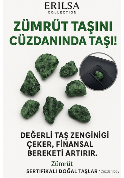 Sertifikalı Ham Cüzdan Boy Zümrüt Taşı Kütle - El Taşı - Sevgi, Şifa Ve Günlük Kalp Desteği