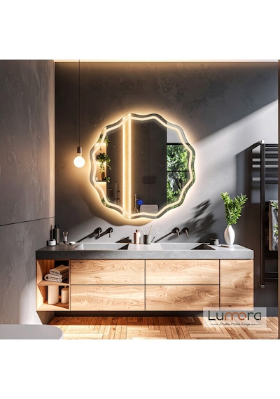 Envara Günışığı Lazer Kumlamalı Lavabo & Banyo Aynası Dokunmatik Sensörlü 70 X 70