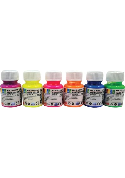 Multi Akrilik Boya Fosforlu Set 6x25 Ml Sd116f Beyaz