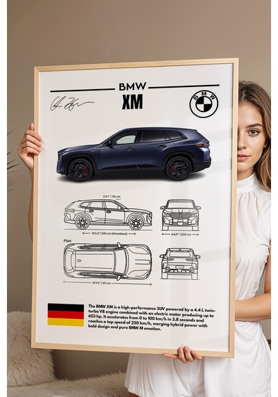 Bmw Xm Tablo - Teknik Özellikli Hibrit Süper Suv Poster - Çerçeveli Duvar Dekoru - Araba Blueprint Kayın Bmw Xm Tablo - Teknik Özellikli Hibrit Süper Suv Poster - Çerçeveli Duvar Dekoru - Araba Blueprint Kayın