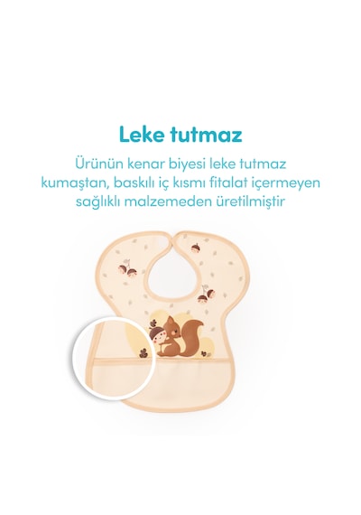 Sevi Bebe Cırtlı Muşamba Önlük Sincap Art 22-183 Somon