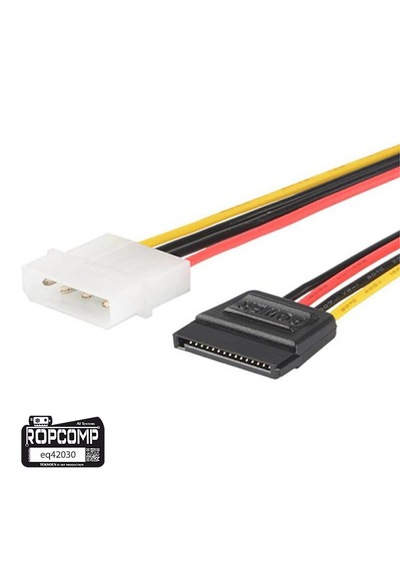 Ropcomp 4-pin Molex Erkek - 15-pin Sata Güç Dönüştürücü Kablo 20 Cm