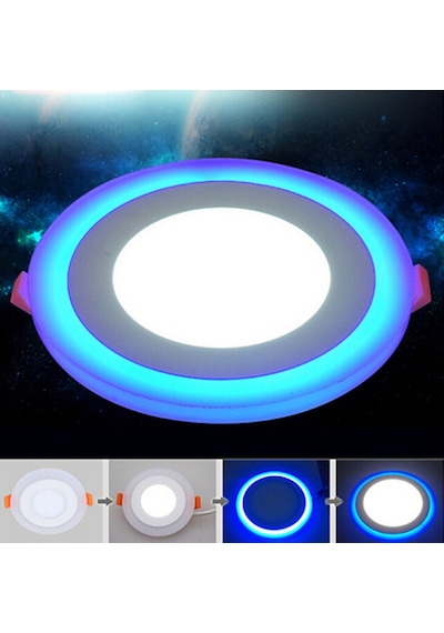 2 Adet Led Panel Mavi-Beyaz 3+3 Watt Çift Renkli Sıva Altı Spot Lamba