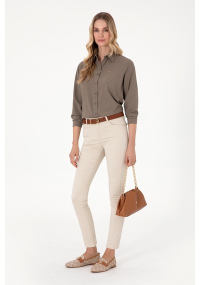 U.S. Polo Assn. Kadın Taş Toothpick Fit Kanvas Pantolon 50299110-VR049