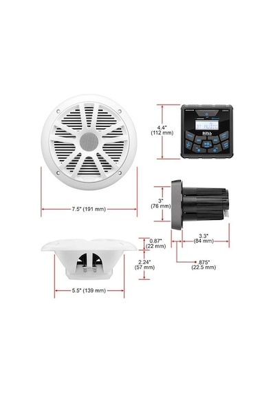 Boss Audio Systems Mckgb450W.6 Usb Aux Girişli Bluetoothlu Hoparlörlü Marin Teyp Seti