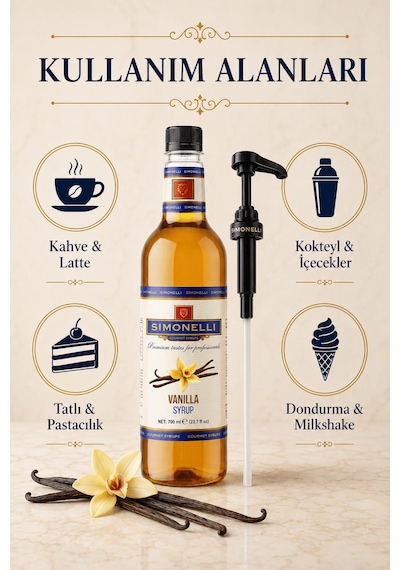 Simonelli Vanilya Kahve Şurubu 70 ML + Pompa