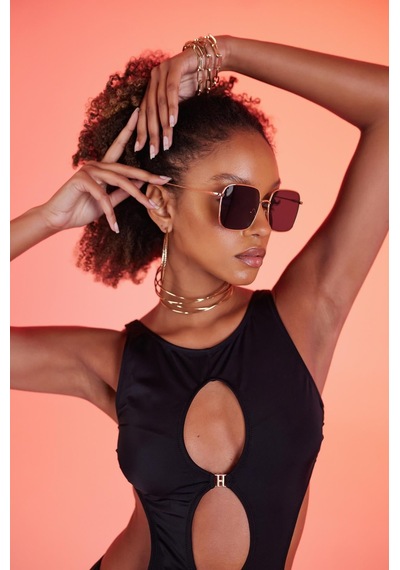 Holly Lolly Cutout Kesim H Aksesuarlı Daring Mayo Siyah