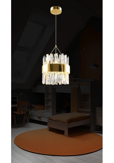 Roxy Tekli Taşlı Led Avize 3119-w83-2q-ky Gold