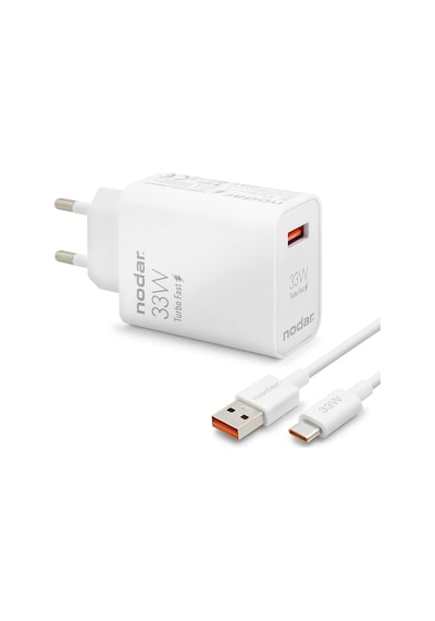 Type-c Hızlı Şarj Seti 33w Usb Adaptörlü 1 M Pvc Kablolu Beyaz Nd1006 Evimdeyokyok