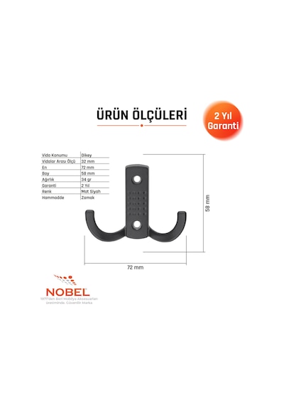 Noktali Askı, Metal Vestiyer Askısı, Matsiyah, Duvar Ve Dolap Askılığı 5'li Set Vidalı Matsi Yah